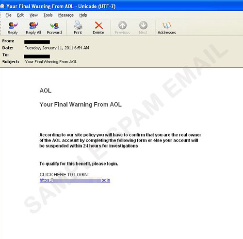 Final Warning From Aol Leads To Phishing Site Enciclopedia De Amenazas