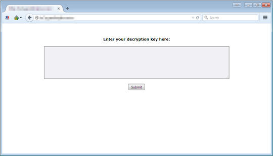 Maktub勒索軟體 Ransomware連上其網站，會看到要求輸入解密金鑰