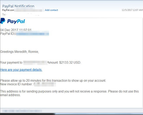 paypal fake invoice