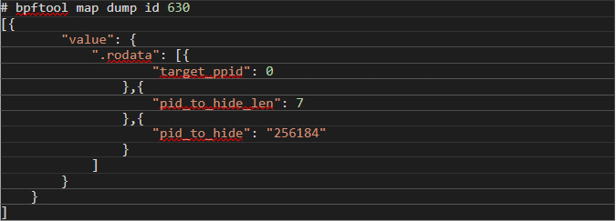 Figure 10. A list of the contents of the third map created by Boopkit using bpftool 