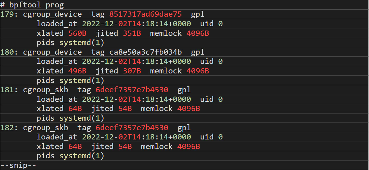 Figure 6. The desired output from a “bpftool” program command 