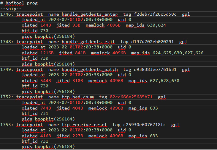 Figure 8. Sample output when Boopkit is loaded