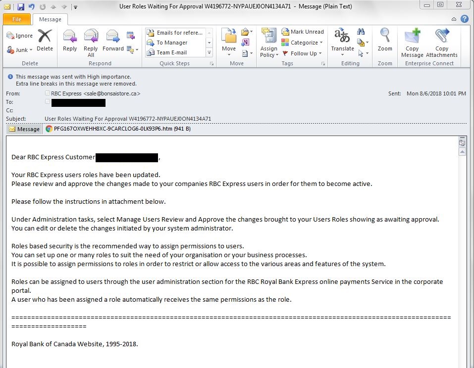 Email Phishing Royal Bank of Canada
