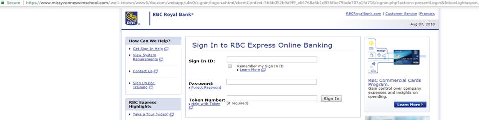 Royal Bank of Canada Phishing Campaign target