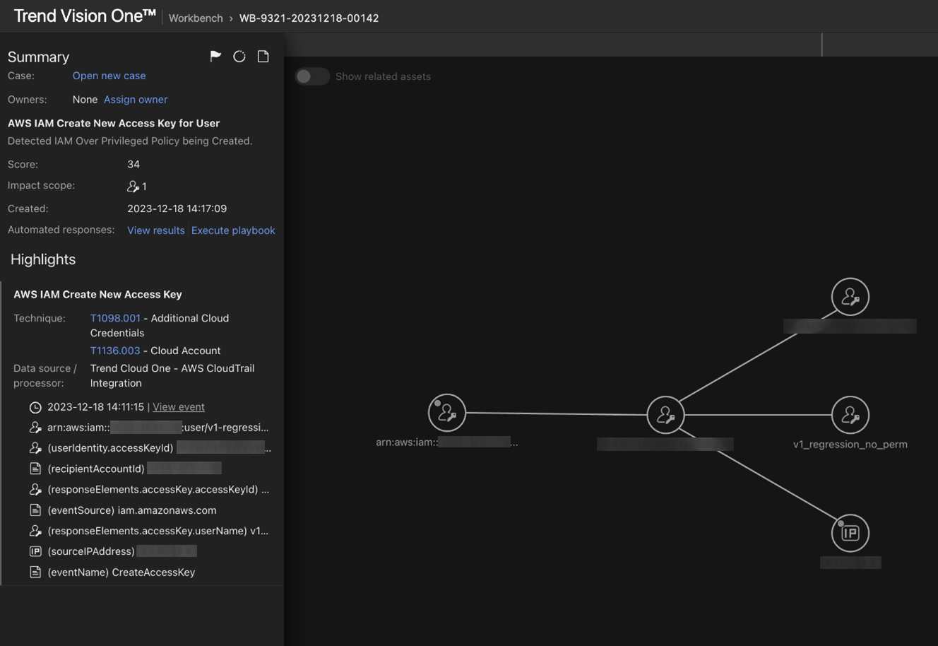 Figure 22. Vision One alerts that monitor the creation of new access keys