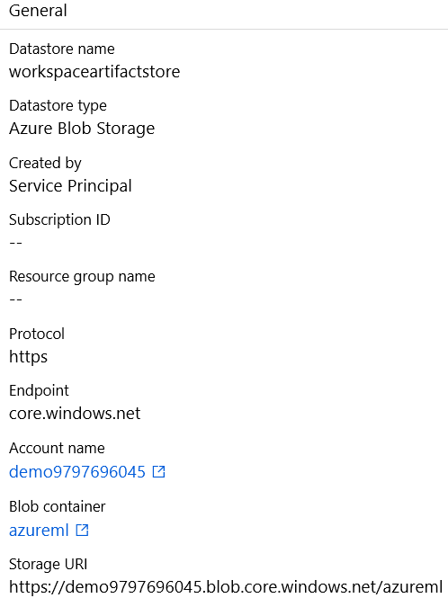 Figure 6. Datastore and storage type mapping in the AML service