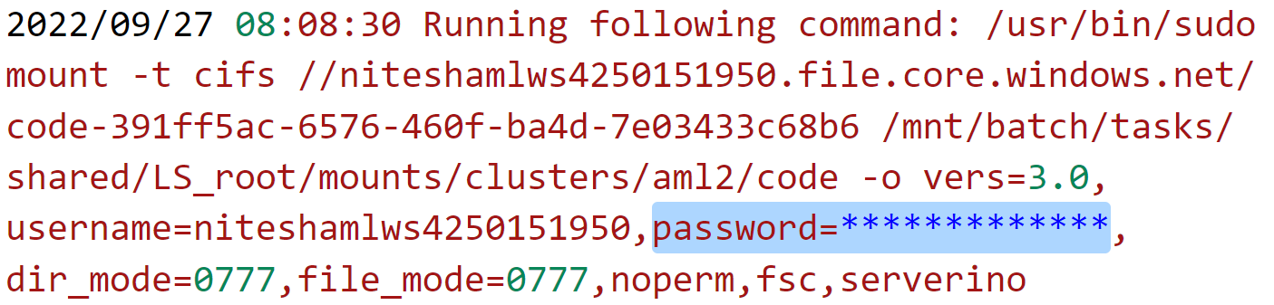 Figure 12. Masked “password” in Batch error logs