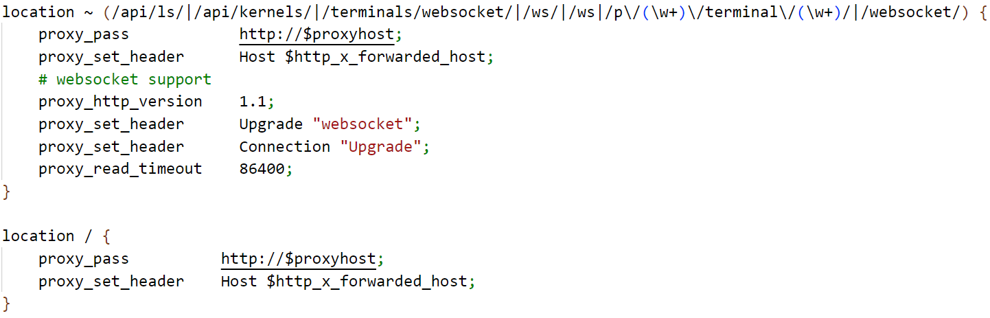 Figure 21. Final forwarding of incoming request using the nginx proxy on the CI