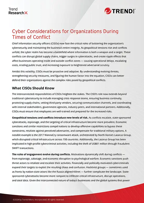 Cyber Considerations for Organizations During Times of Conflict