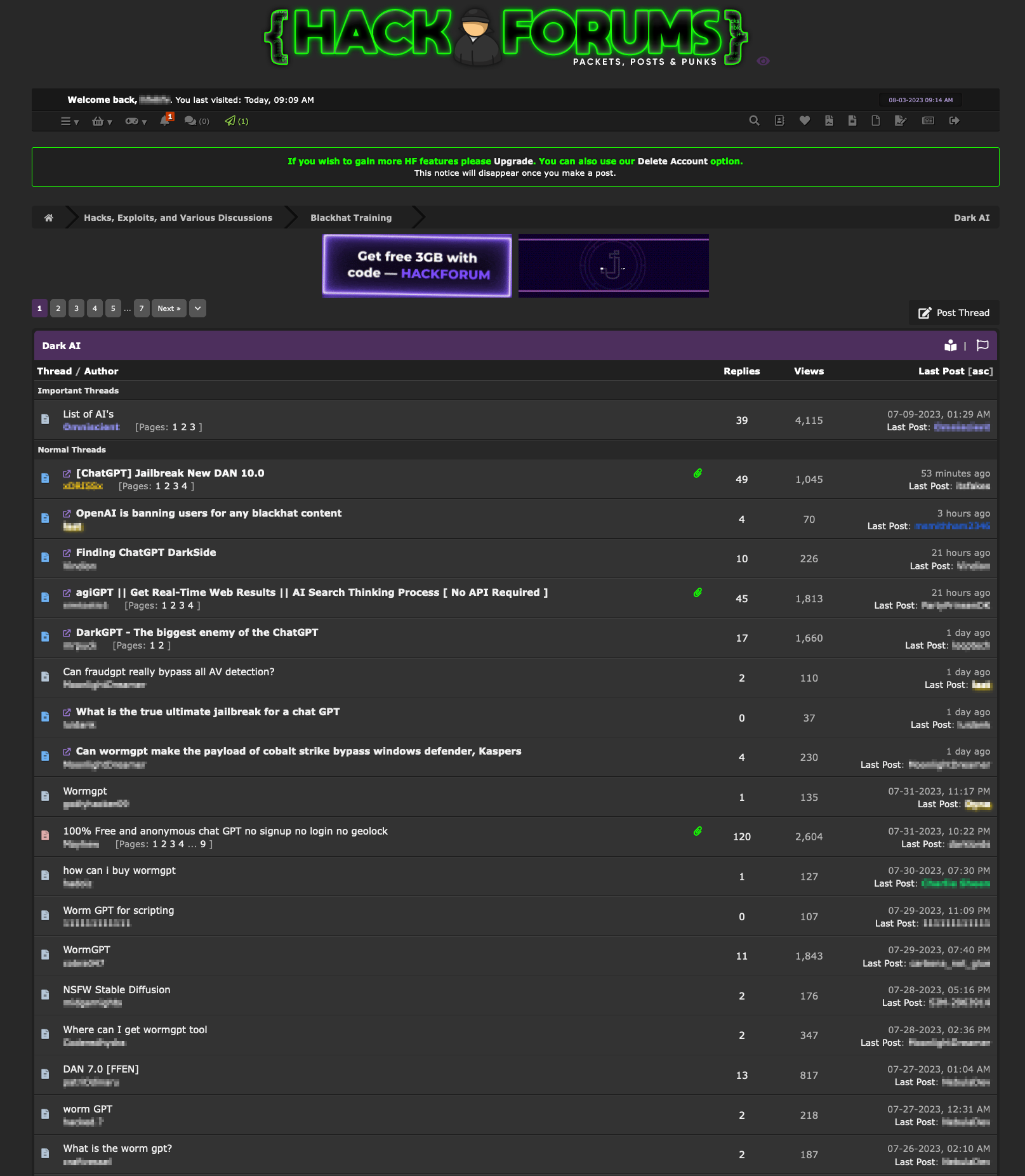 HackForums now has a Dark AI section