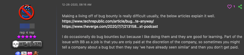 A forum post by a user promoting guides on how to submit exploits to bug bounty programs