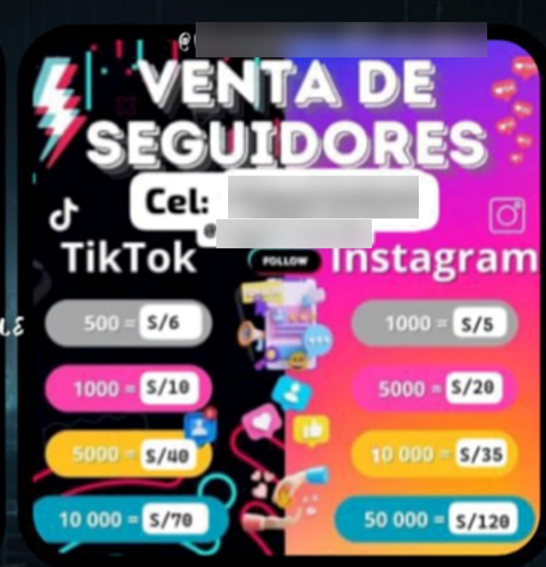 Figure 27. “PERU FAKE” ad offering social media followers