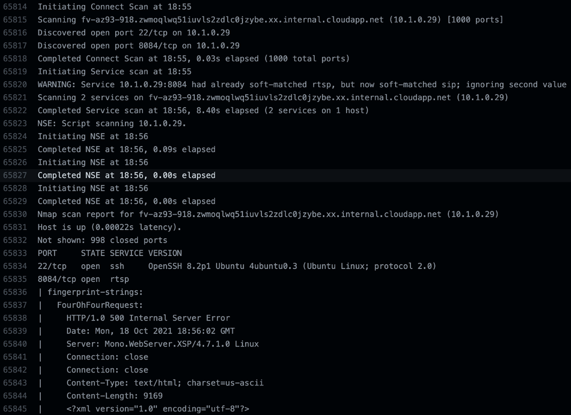 Trimmed nmap scan results on the GHA Ubuntu 20.04 runner