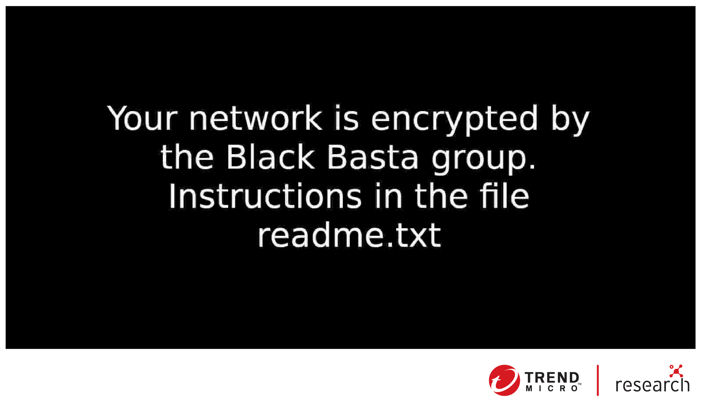 Black Basta displays a ransomware note as the victim’s wallpaper directing them to a .txt file with more details