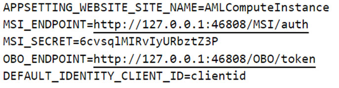 Figure 5. “MSI_ENDPOINT” and “MSI_SECRET” defined in “/etc/environment.sso”