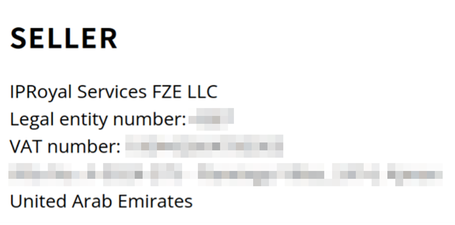 Figure 4. An invoice that shows that IPRoyal is registered in the UAE
