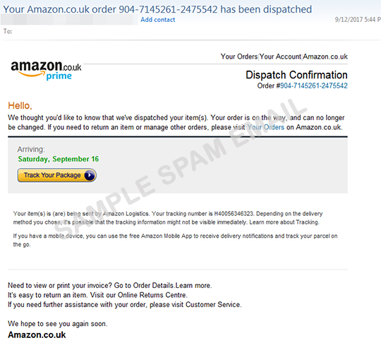 Bogus Amazon Order Email Brings Ransomware Encyclopedie Des Menaces
