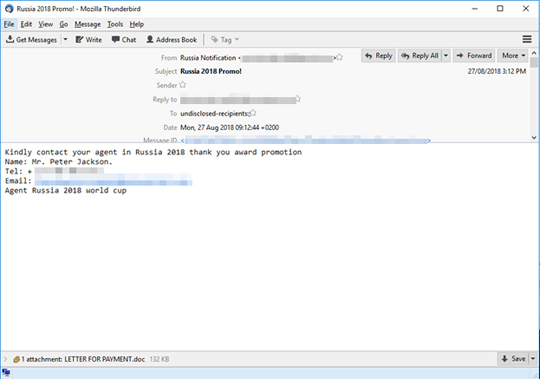 Lottery Scams Arrive Via Fifa World Cup Related Spam Emails Threat Encyclopedia