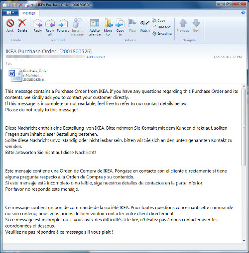 pepermunt ingenieur Vochtig Fake IKEA Purchase Order Email Comes With Malicious Macro Attachment -  Threat Encyclopedia
