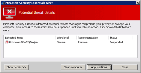 Fake alert window