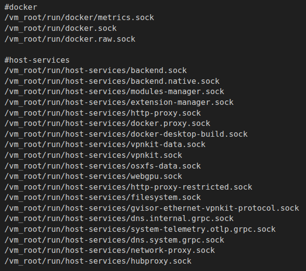 Figure 3. Docker Sockets exposed in the Docker WSL VM